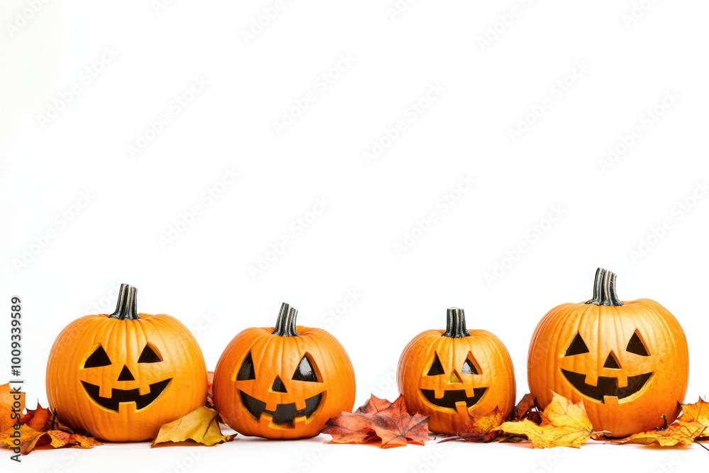 A pile of pumpkins sits atop a heap of autumn leaves, creating a colorful scene A pile of pumpkins sits atop a heap of autumn leaves, creating a colorful scene