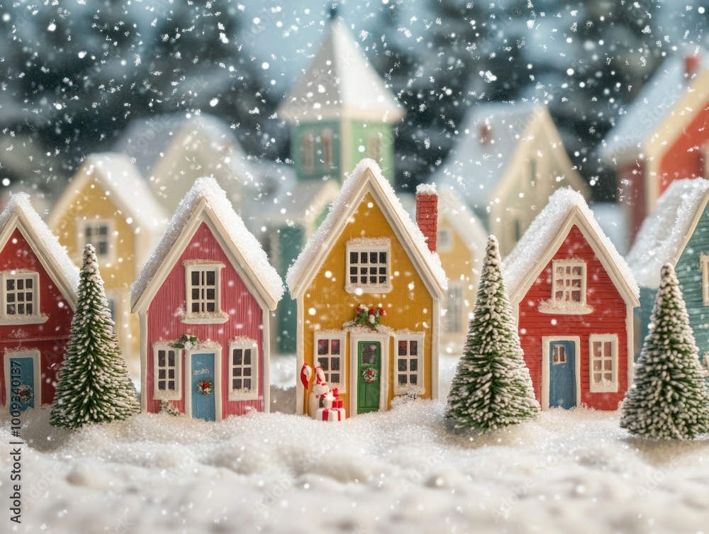 Fototapeta premium Christmas Scene with Gingerbread Houses