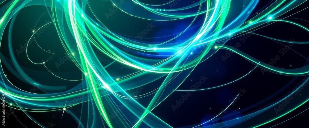 Fototapeta premium Twisting Light in Sapphire and Emerald for Customizable Digital Wallpapers