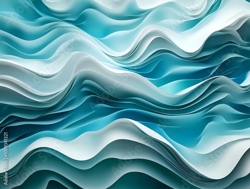 Abstract Ethereal Landscape with Flowing Translucent Waves and Warm Light, Perfect for Modern Art and Design Concepts.