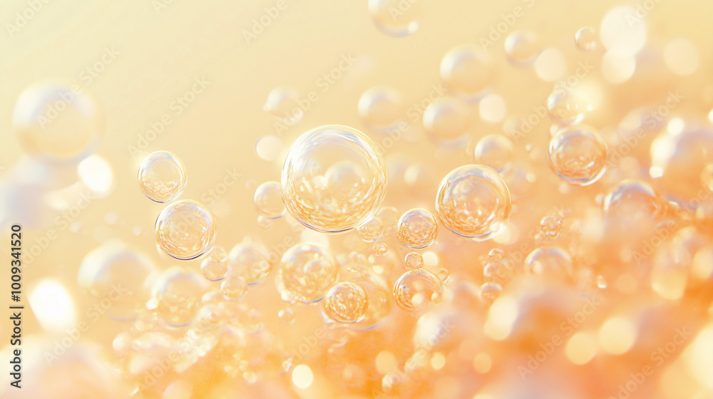 Bright orange and yellow bubbles floating on a soft background. Bright orange and yellow bubbles floating on a soft background.
