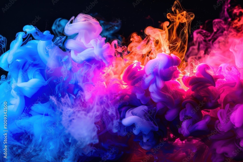 Obraz premium A colorful smokey background with a blue and orange swirl, generative ai image