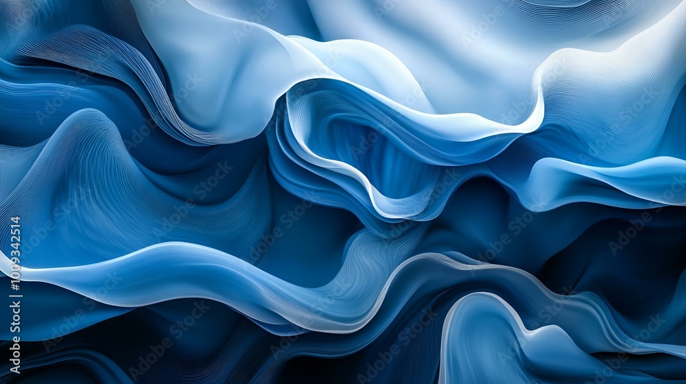 Flowing Blue Silk Fabric Background with Soft Waves and Folds, Creating a Serene and Elegant Texture for Luxury and Fashion Themes. Flowing Blue Silk Fabric Background with Soft Waves and Folds, Creating a Serene and Elegant Texture for Luxury and Fashion Themes.
