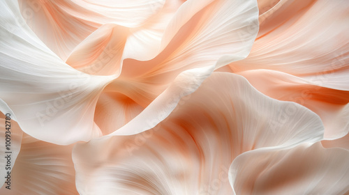 Close-up of soft peach and white flower petals.