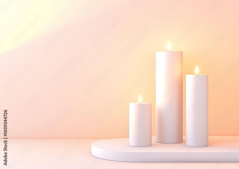 Floating Matte Cylinders in Soft Light Minimalist Design with Subtle Shadows and Empty Space Floating Matte Cylinders in Soft Light Minimalist Design with Subtle Shadows and Empty Space