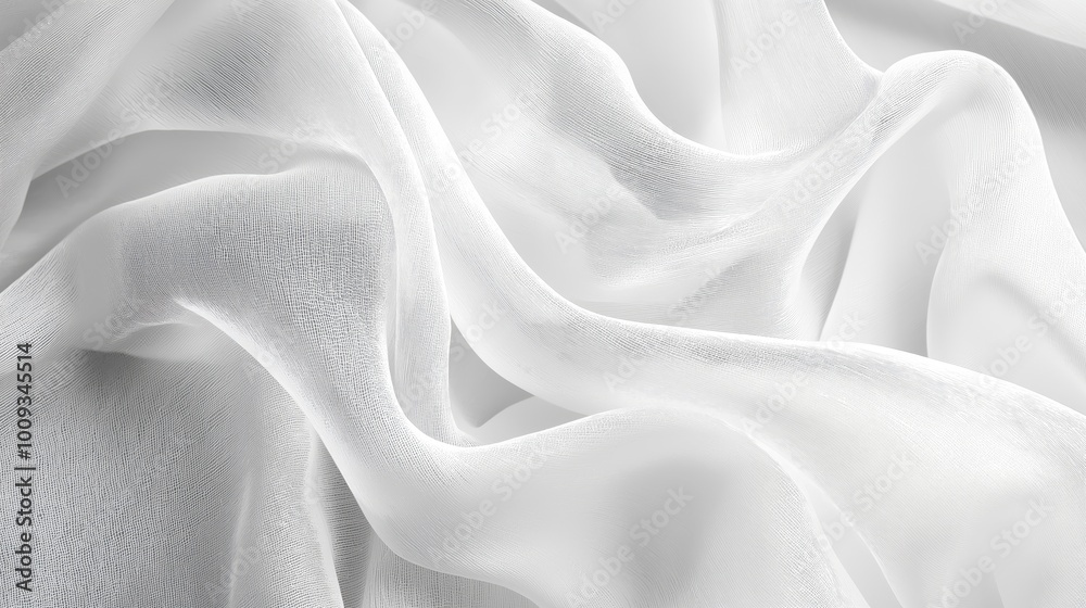 Obraz premium White organza texture background. White organza with folds background. Close-up.