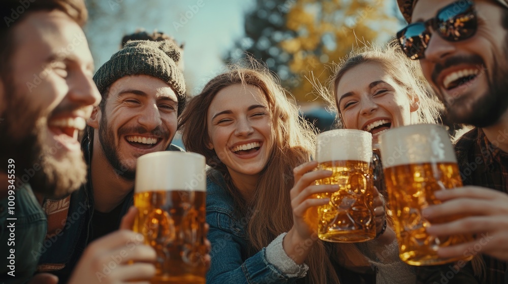 A group of friends enjoying beer together