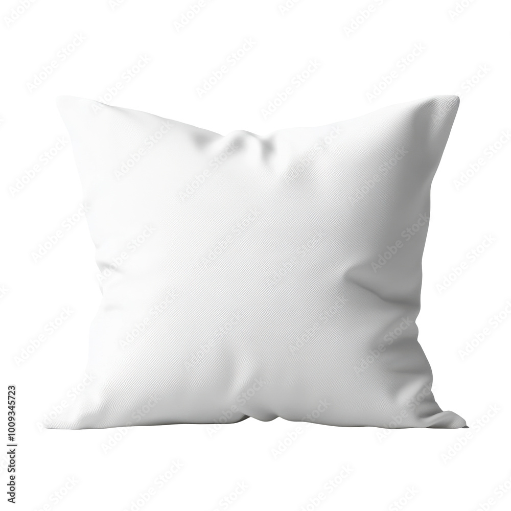 Plain white square cushion for home decoration on transparent background Plain white square cushion for home decoration on transparent background
