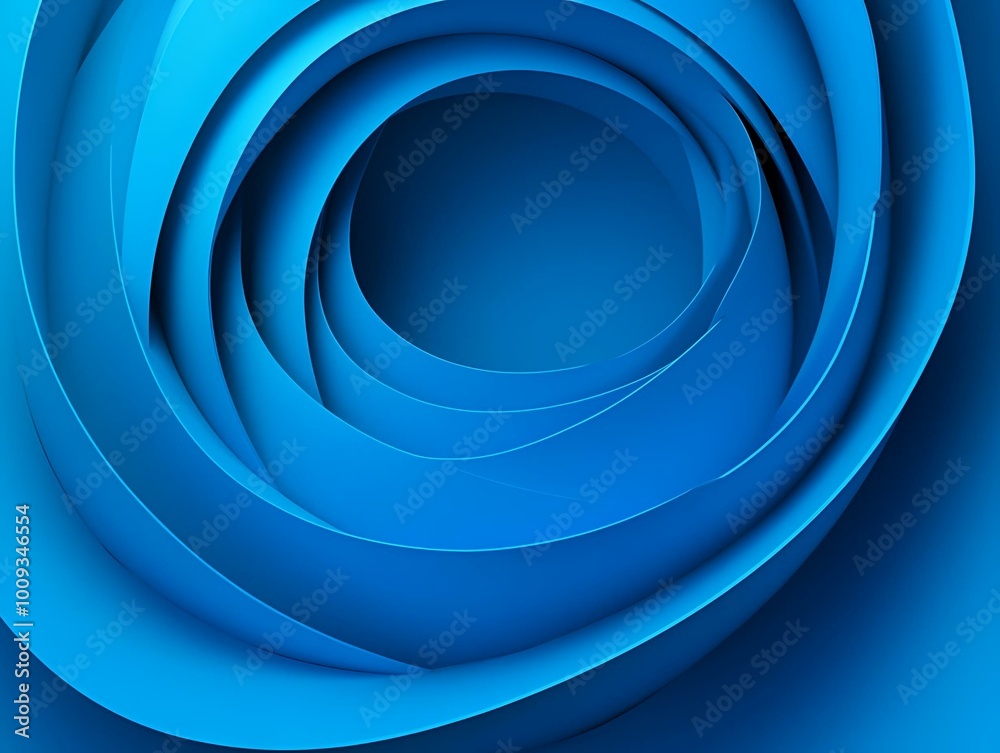 Fototapeta premium Abstract Blue Spiral Pattern with Layered Curves and Gradients Creating a Sense of Depth and Movement in Modern Design.