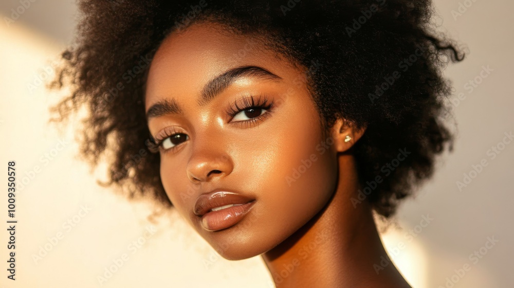Natural Beauty Portrait of Young Woman with Afro Hair Natural Beauty Portrait of Young Woman with Afro Hair