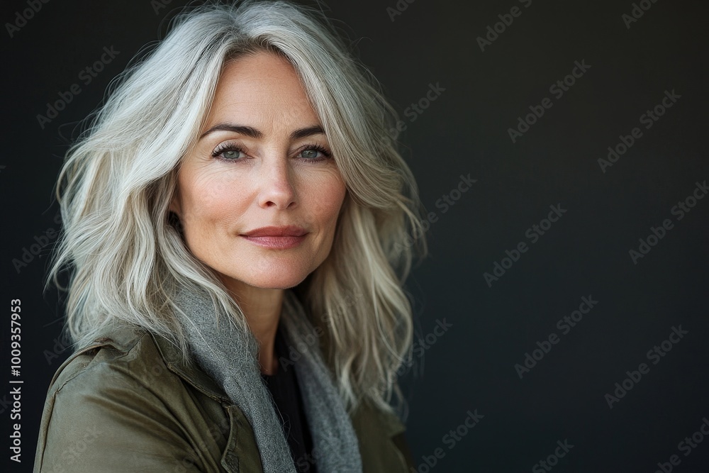 Fashionable mature woman looking at the camera in a studio, Generative AI Fashionable mature woman looking at the camera in a studio, Generative AI
