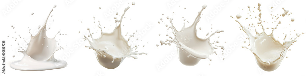 Set of a milk splash, isolated on a transparent background. Set of a milk splash, isolated on a transparent background.