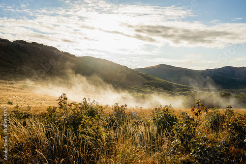 Fototapeta Naklejka Na Ścianę i Meble -  Golden Hour at Goprowska Pass Between Tarnica and Bukowe Berdo