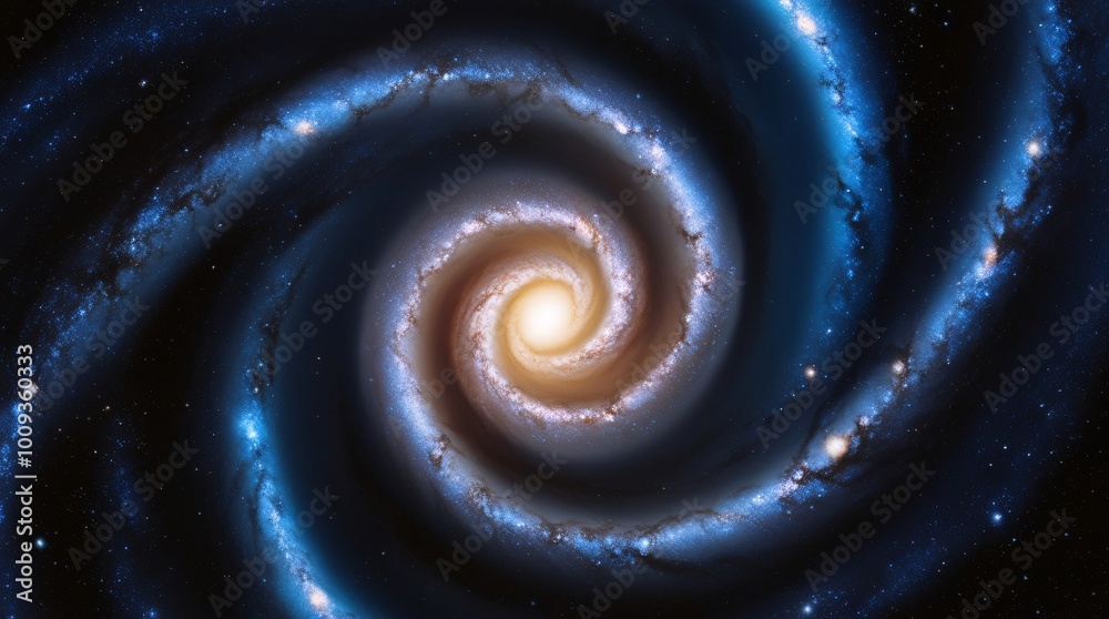 Cosmic Beauty Digital Image of a Spiral Galaxy Featuring a Bright Luminous Core and Swirling Arms Filled with Blue and White Stars, Showcasing the Grandeur of the Universe Cosmic Beauty Digital Image of a Spiral Galaxy Featuring a Bright Luminous Core and Swirling Arms Filled with Blue and White Stars, Showcasing the Grandeur of the Universe