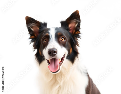 Funny border collie on a white background 