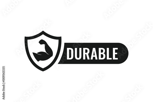 Durable label or high durability label vector icon. Durable vector icon symbol. Best durability label for products, websites, and packaging design elements.