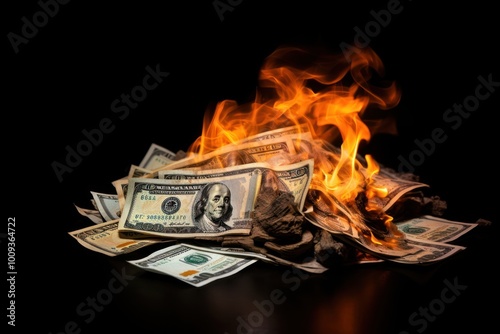 Money fire bonfire dollar.