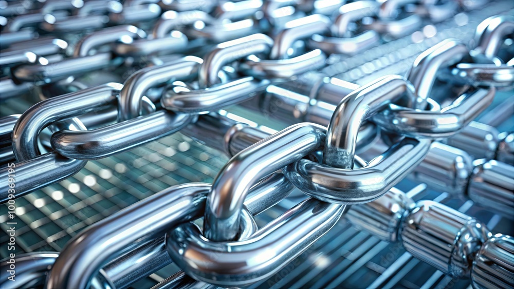 Close-Up View of Metallic Chain Links Close-Up View of Metallic Chain Links
