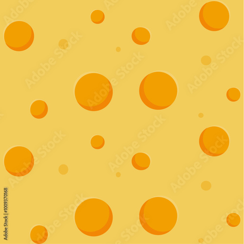 Seamless pattern of yellow cheese with holes. Vector illustration.