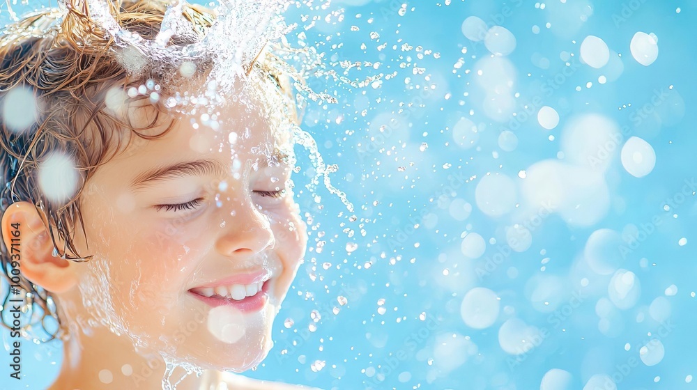 A young person splashing cool, fresh water on their face, droplets frozen in mid-air, highlighting a clean, youthful glow, refreshing skincare, youthful vitality A young person splashing cool, fresh water on their face, droplets frozen in mid-air, highlighting a clean, youthful glow, refreshing skincare, youthful vitality