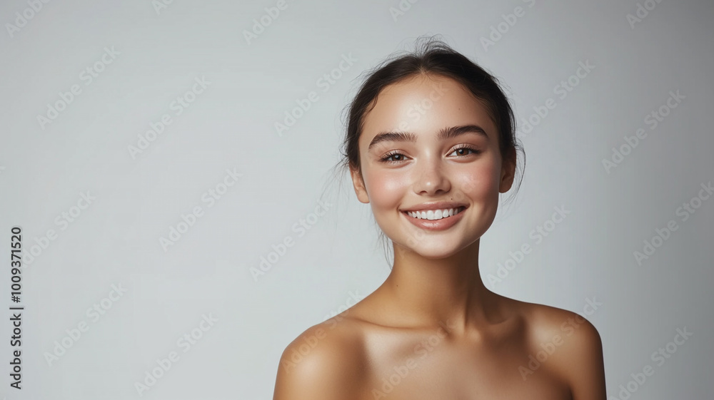 Beautiful smiling woman looking at camera on white background. Beautiful smiling woman looking at camera on white background.