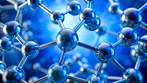 Transparent Blue Molecular Model in Close-Up View