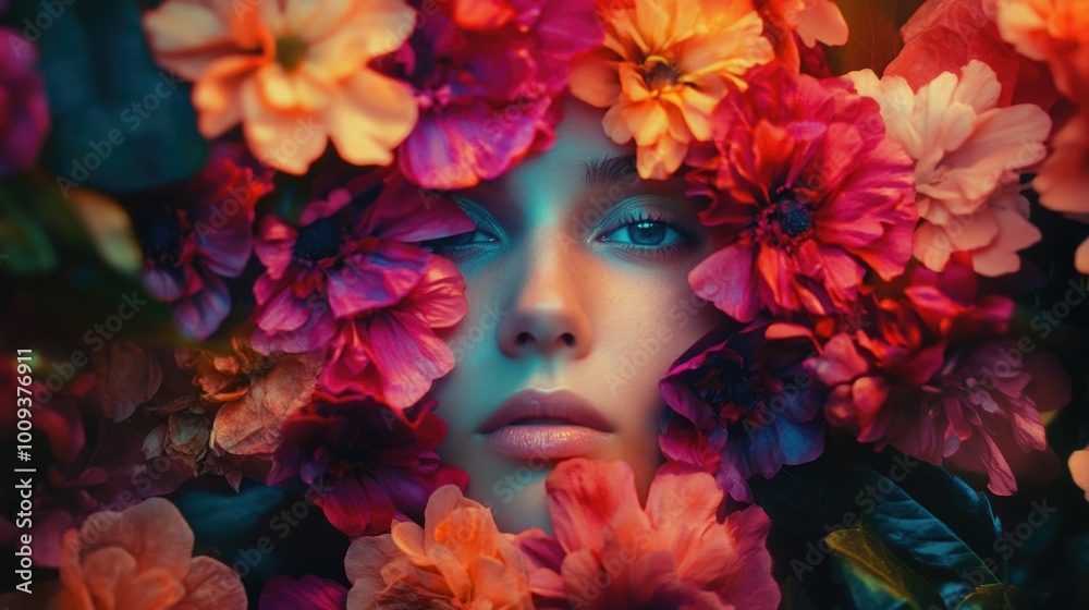 A woman wearing flowers in her hair, possibly for a celebration or cultural event A woman wearing flowers in her hair, possibly for a celebration or cultural event