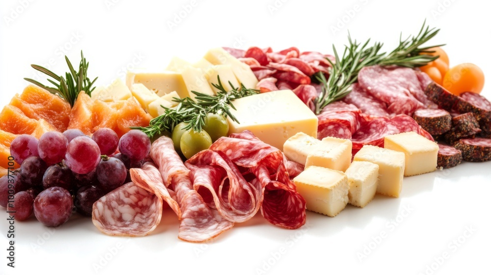 Assorted Meats and Cheeses on a Platter Assorted Meats and Cheeses on a Platter