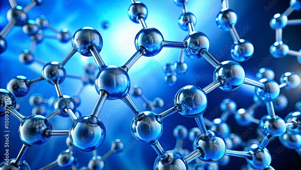 Blue Transparent Molecule Model Illustration Blue Transparent Molecule Model Illustration