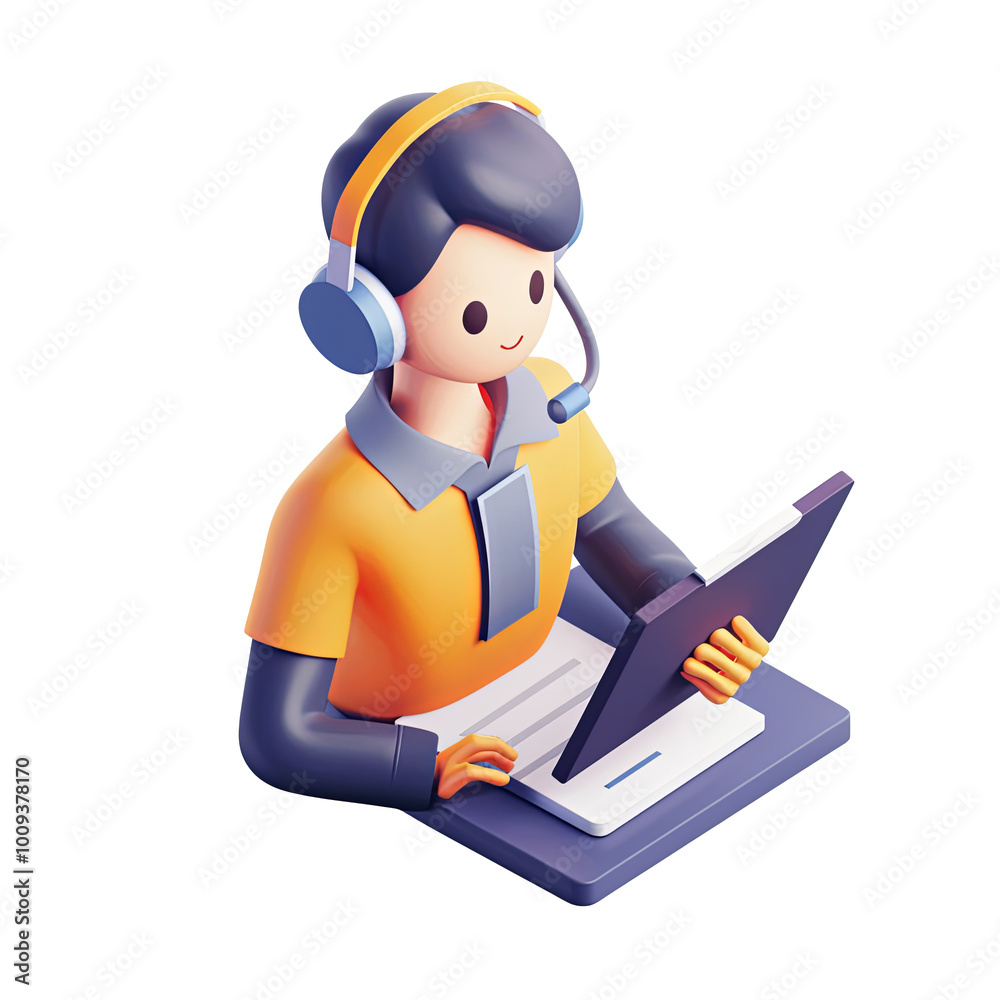 3D Customer Service Agent Providing Support Online Assistance With Headset And Documents Call Center Representative On White Background PNG 3D Customer Service Agent Providing Support Online Assistance With Headset And Documents Call Center Representative On White Background PNG
