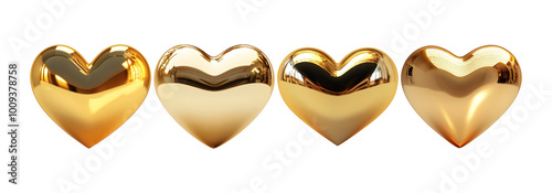 Golden Hearts Collection on Transparent Background photo