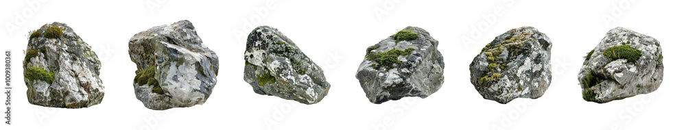 Collection of mossy stones granite rocks isolated on white background cliff boulder stone moss nature natural rock geology garden decoration landscaping outdoor design element raw mineral hard solid Collection of mossy stones granite rocks isolated on white background cliff boulder stone moss nature natural rock geology garden decoration landscaping outdoor design element raw mineral hard solid