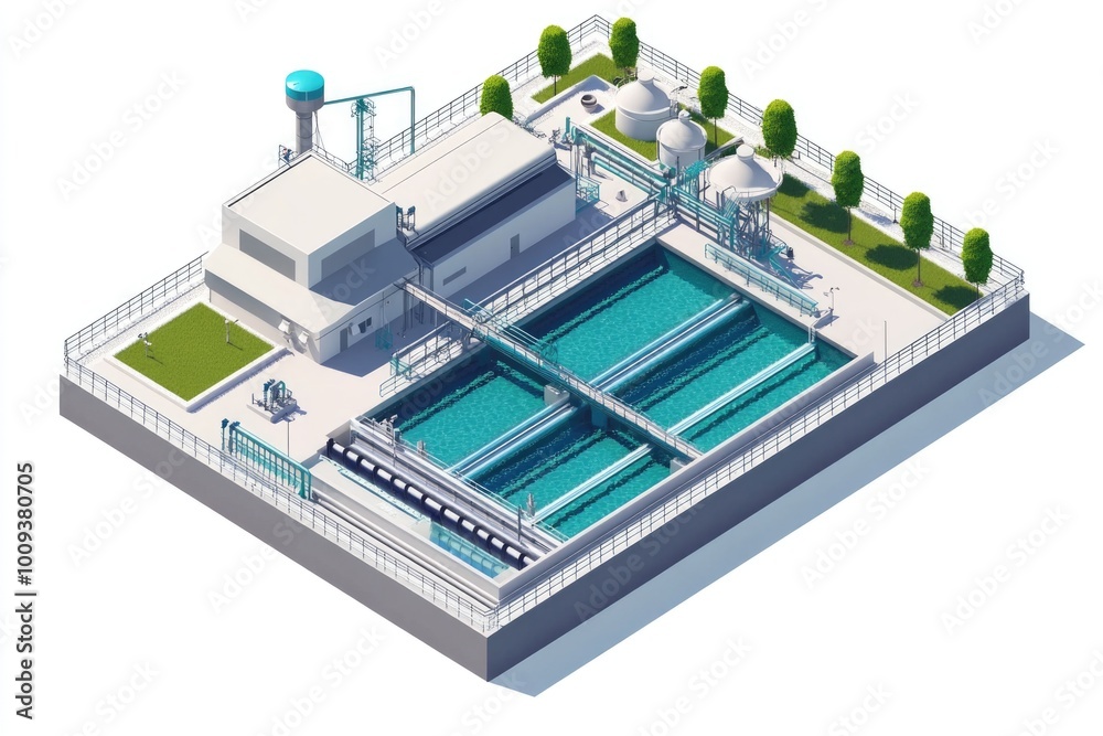 Modern architecture with a swimming pool and a water storage tank on the rooftop Modern architecture with a swimming pool and a water storage tank on the rooftop