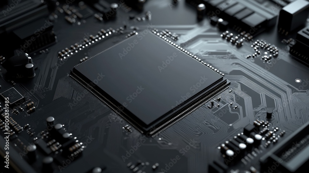 Fototapeta premium A detailed shot of a computer motherboard, suitable for tech-related projects or explanations