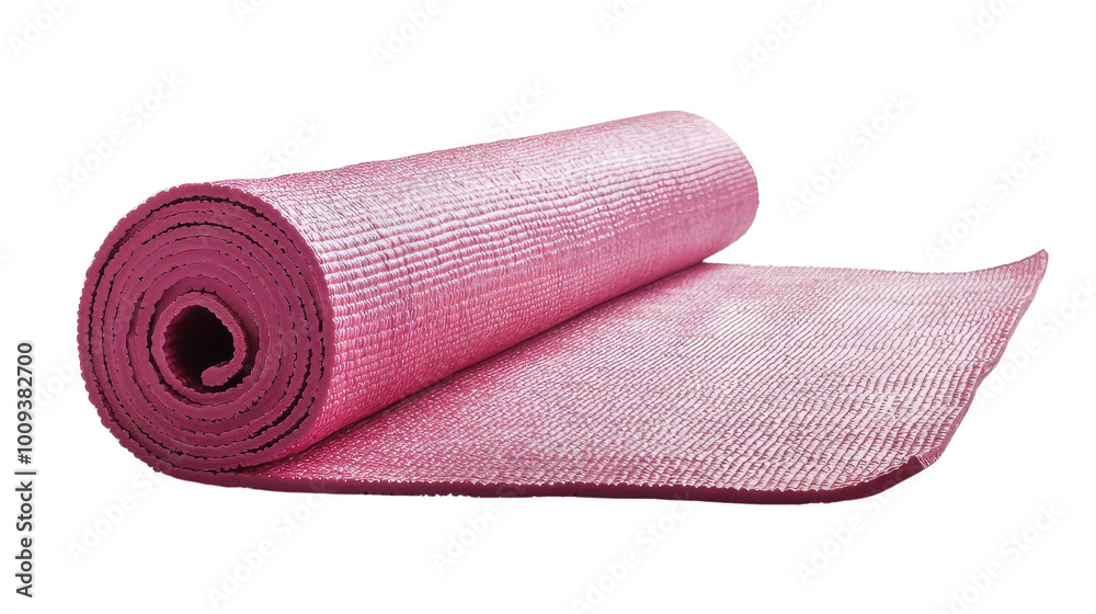 A pink yoga mat, isolated on white background A pink yoga mat, isolated on white background