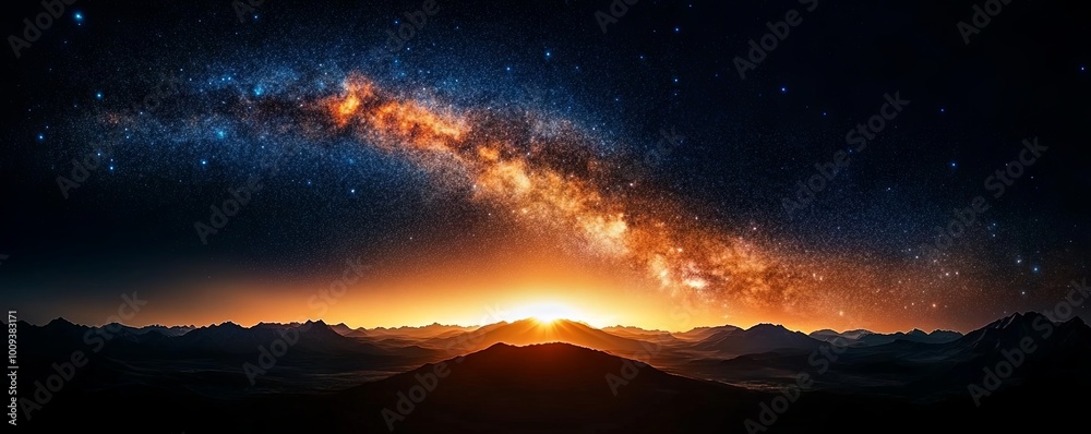 Stunning Galaxy View Over Mountain Landscape at Dawn Stunning Galaxy View Over Mountain Landscape at Dawn