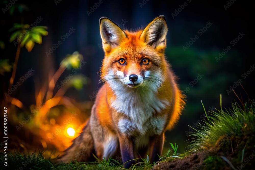 Naklejka premium Majestic Red Fox in Natural Habitat Showcasing Its Vibrant Fur and Playful Behavior in the Wild