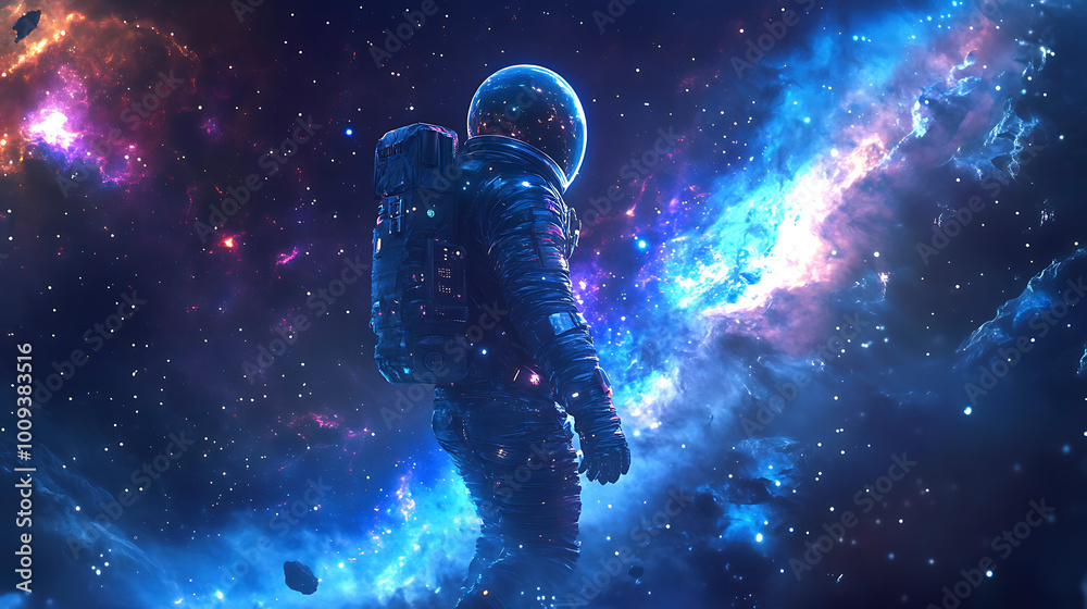 Vivid Astronaut with Nebula and Galaxies Vivid Astronaut with Nebula and Galaxies