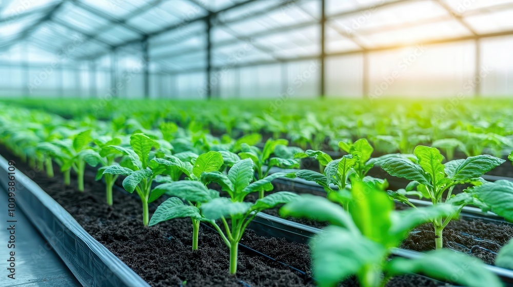 Modern greenhouse with solar panels and automated climate control systems, eco-friendly agriculture Modern greenhouse with solar panels and automated climate control systems, eco-friendly agriculture
