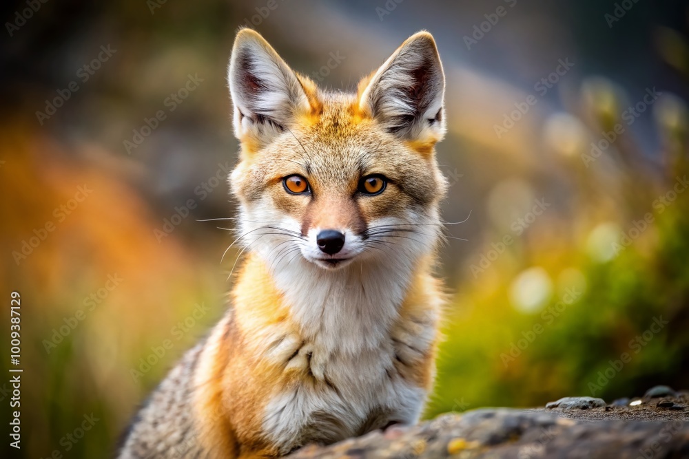 Obraz premium Majestic Tibetan Sandfox in Natural Habitat Showcasing Unique Fur and Alert Expression in Nature