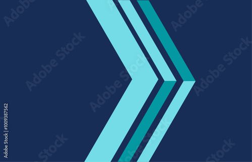 Abstract green arrow direction on blue