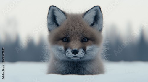 little white fox in the snow