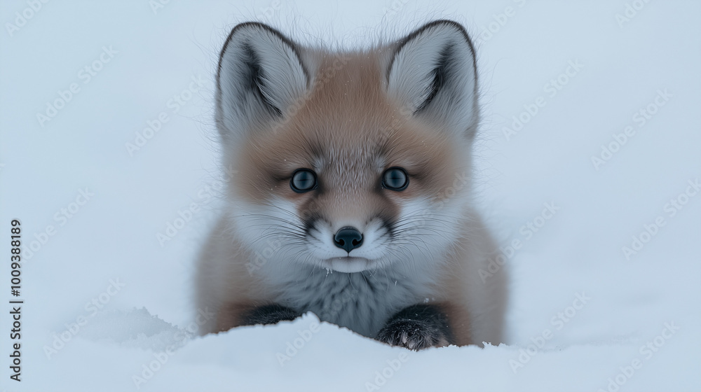 Obraz premium little white fox in the snow