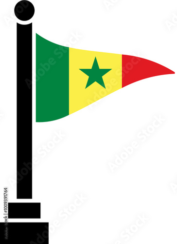 Senegal Flag in Triangular shape