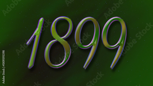 3D green with blue border design of number 1899 on green background.