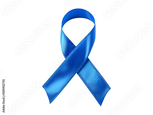 Blue child abuse awareness ribbon isolated on transparent or white background photo