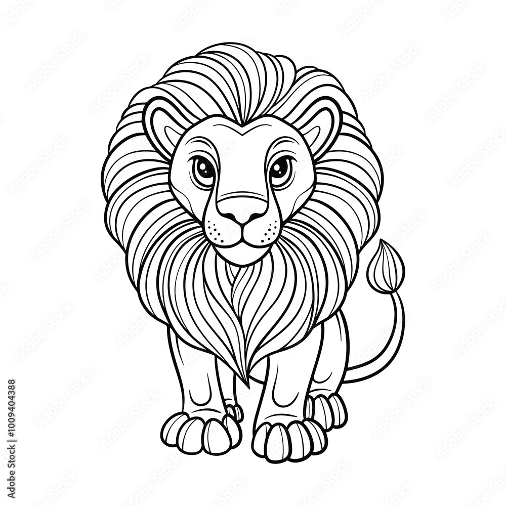 Obraz premium Lion line art vector coloring page for children