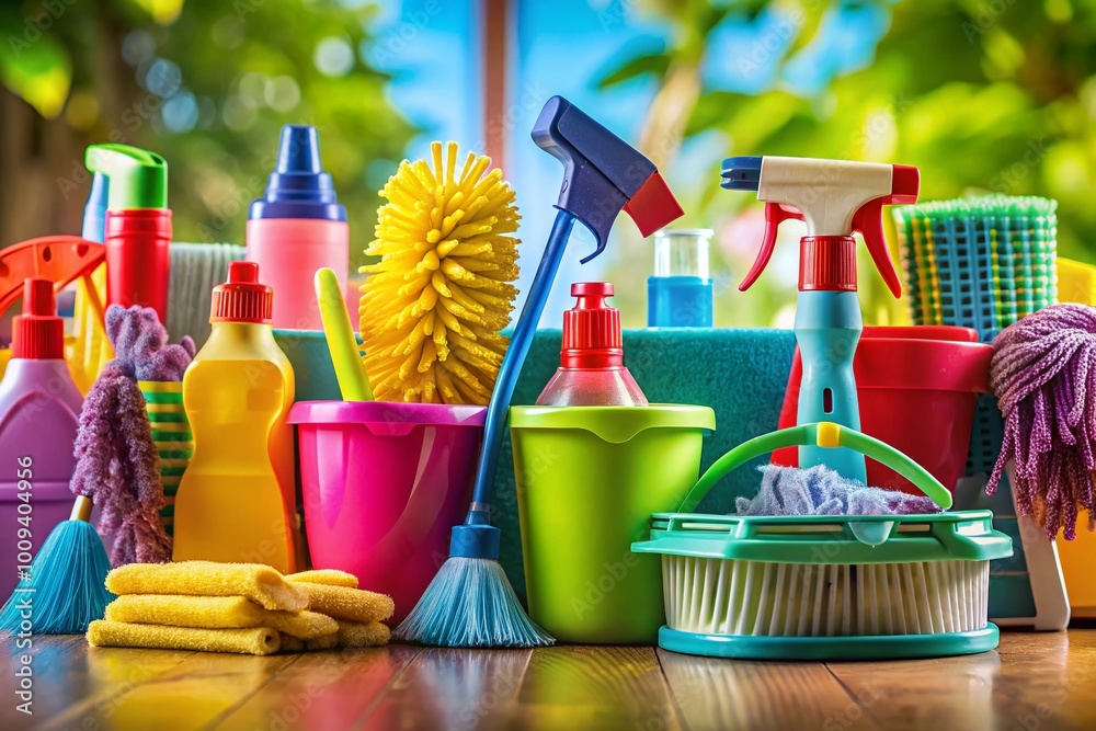 Modern Surface Cleaning Icon Illustrating Tools and Products for Effective Home and Office Cleaning Modern Surface Cleaning Icon Illustrating Tools and Products for Effective Home and Office Cleaning