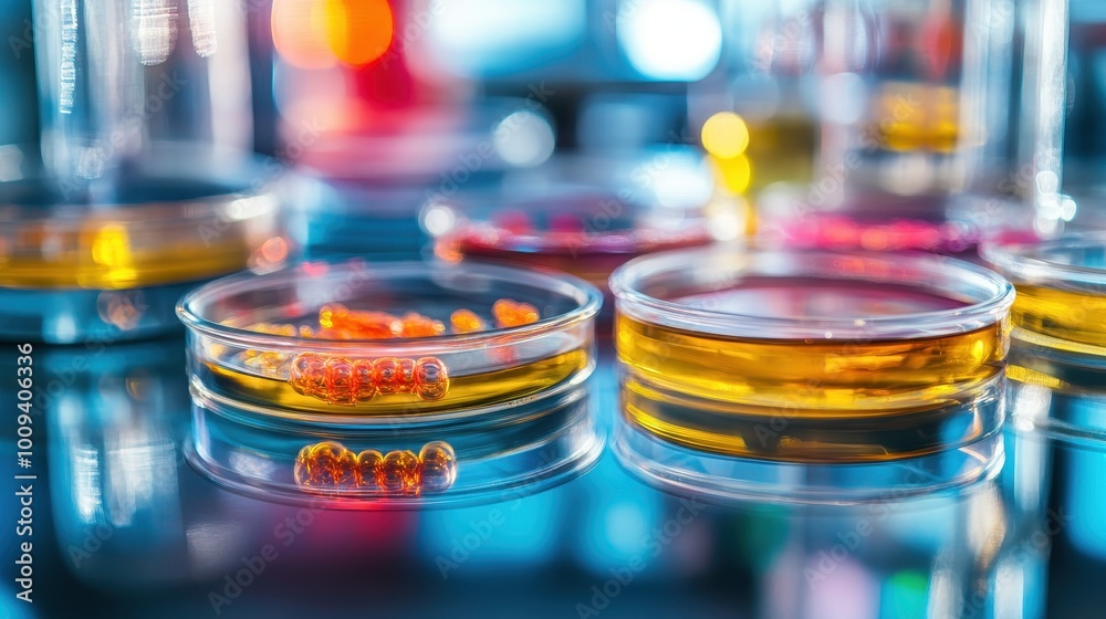 Vibrant Scientific Glassware in a Laboratory Vibrant Scientific Glassware in a Laboratory