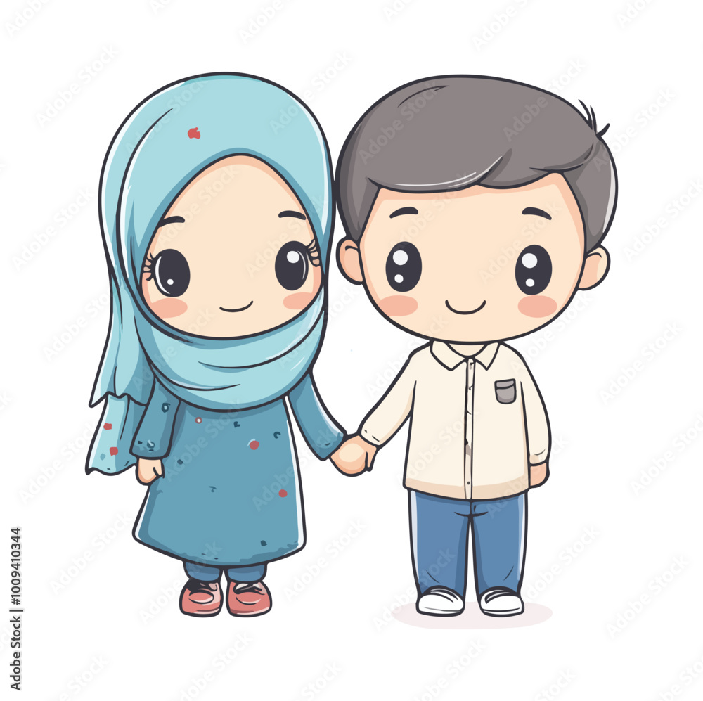 Cute Muslim child Flat illustration Cute Muslim child Flat illustration